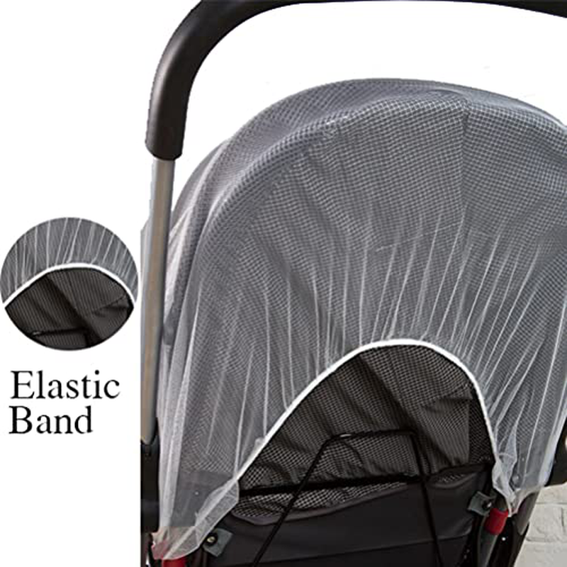 Mosquito Net for Stroller - 2 Packs Baby Stroller Mosquitoes Netting Mesh Cover for Strollers, Double Stroller, Car Seat, Carriers, Cradles, Bassinet, Playards, Pack N Plays (White), by AMORBASE Sporting Goods > Outdoor Recreation > Camping & Hiking > Mosquito Nets & Insect Screens AMORBASE   