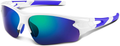 Polarized Sports Sunglasses for Men Women Youth Baseball Fishing Cycling Running Golf Motorcycle Tac Glasses UV400 Sporting Goods > Outdoor Recreation > Cycling > Cycling Apparel & Accessories Bea·CooL White/Revo Green  
