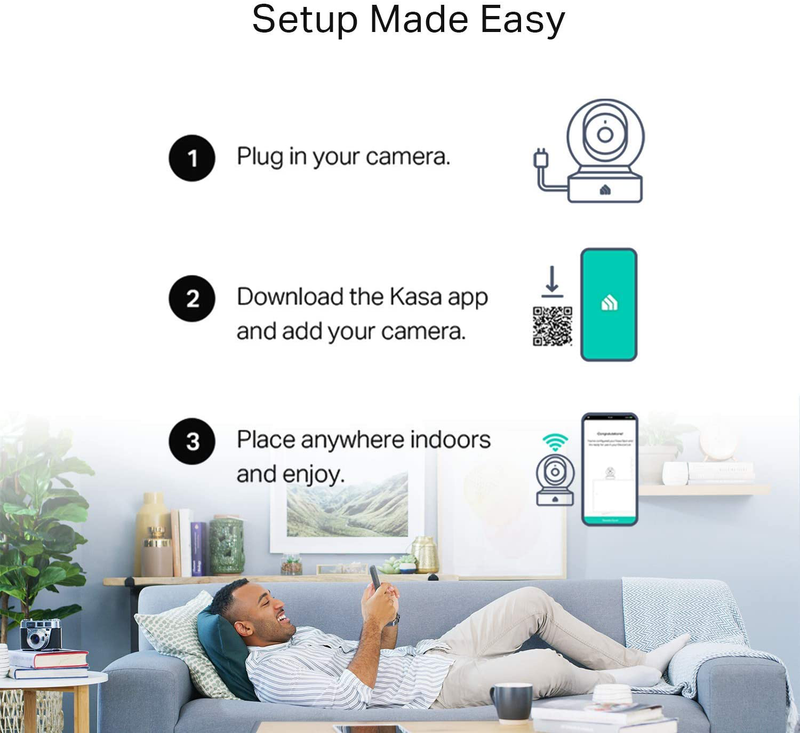 Kasa Indoor Pan/Tilt Smart Home Camera, 1080p HD Security Camera wireless 2.4GHz with Night Vision, Motion Detection for Baby Monitor, Cloud & SD Card Storage, Works with Alexa & Google Home (EC70) Cameras & Optics > Cameras > Surveillance Cameras TP-Link   