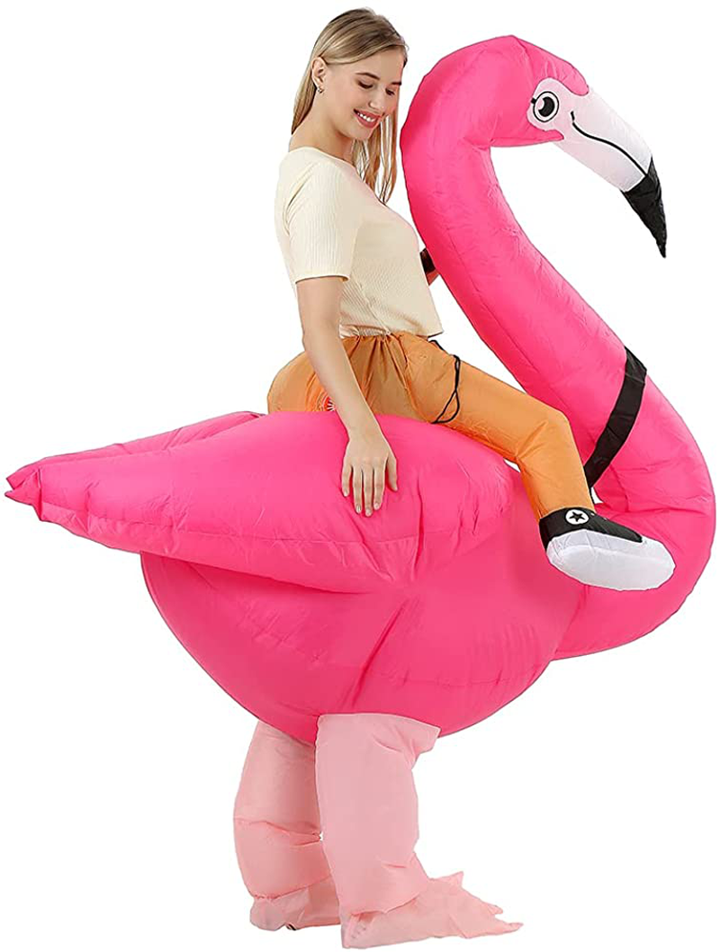 RHYTHMARTS Inflatable Flamingo Costume Ride On Flamingo Christmas Costume Cosplay Party for Adult (Flamingo with 1 Fan) Apparel & Accessories > Costumes & Accessories > Costumes RHYTHMARTS   