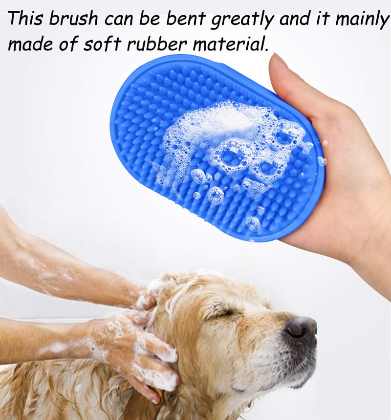 Kwispel 2 Pcs Dog Grooming Brush, Pet Shampoo Brush Dog Bath Grooming Shedding Brush Soothing Massage Rubber Comb with Adjustable Strap for Short Long Haired Dogs and Cats Animals & Pet Supplies > Pet Supplies > Dog Supplies Kwispel   