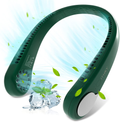 Portable Neck Fan - ITHKY Hands Free Bladeless Neck Fan, 360° Cooling Hanging Fan, 3 Wind Speed Personal Neck Fan, Headphone Design Neck Air Conditioner with USB Rechargeable for Traveling, Office Electronics > Computers > Handheld Devices ITHKY Green  