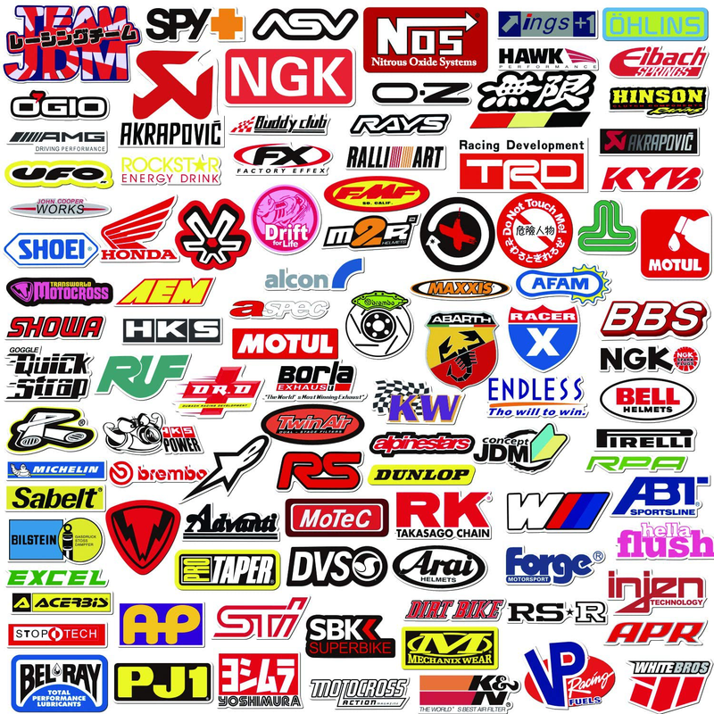 POP Sticker Car & Moto Modified Brand Logo Series Sticker Pack (103 pcs) Vinyl Stickers for Laptop,Car,Moto,Skateboard,Bike,Luggage,iPhone.Graffiti Decal for Family,Friends,Children,Adults-Waterproof  Gumindaris Refit Logo Stickers  