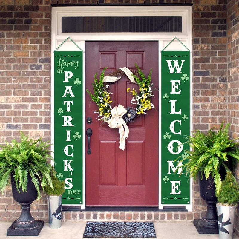 St Patricks Day Decorations Outdoor - St. Pattys Day Decor - Green Irish Shamrock Hanging Banners Sign Door Hanger - Happy Saint Patrick'S Day Decorations for the Home Front Door Porch Classroom Arts & Entertainment > Party & Celebration > Party Supplies ORIENTAL CHERRY   
