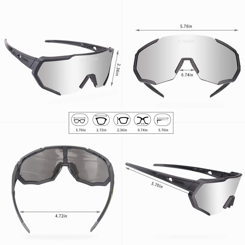 X-TIGER Polarized Sports Sunglasses with 3 or 5 Interchangeable Lenses,Mens Womens Cycling Glasses,Baseball Running Fishing Golf Driving Sunglasses Sporting Goods > Outdoor Recreation > Cycling > Cycling Apparel & Accessories X-TIGER   