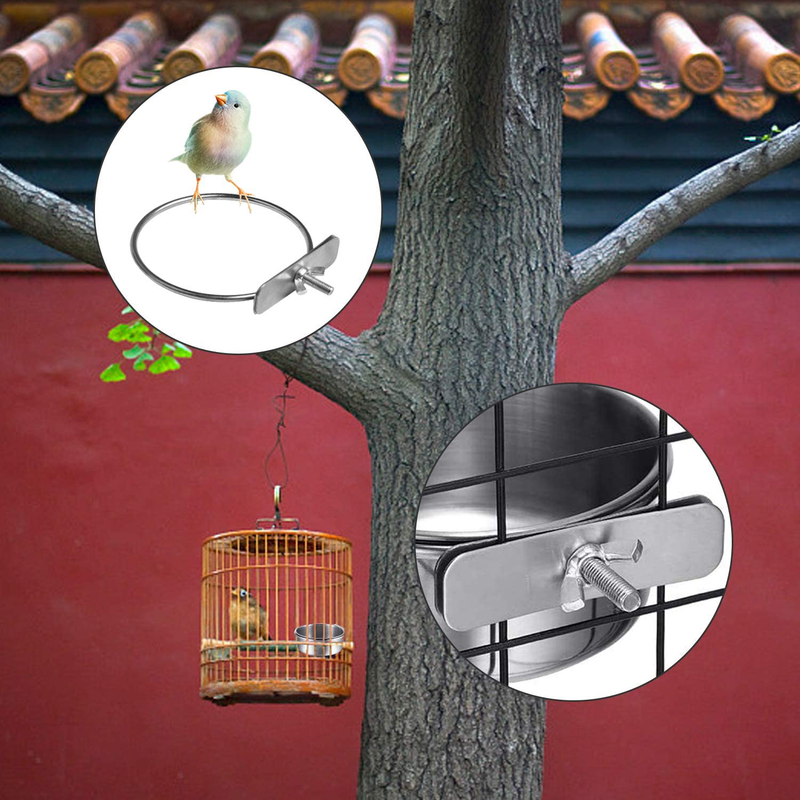 Milkary 3 Pieces Bird Feeding Dish Cups, Pet Food Water Bird Cup, Stainless Steel Parrot Feeding Cups, Animal Cage Bowl Bird Cage Cups Feeder with Clamp Holder Animals & Pet Supplies > Pet Supplies > Bird Supplies > Bird Cage Accessories > Bird Cage Food & Water Dishes Milkary   