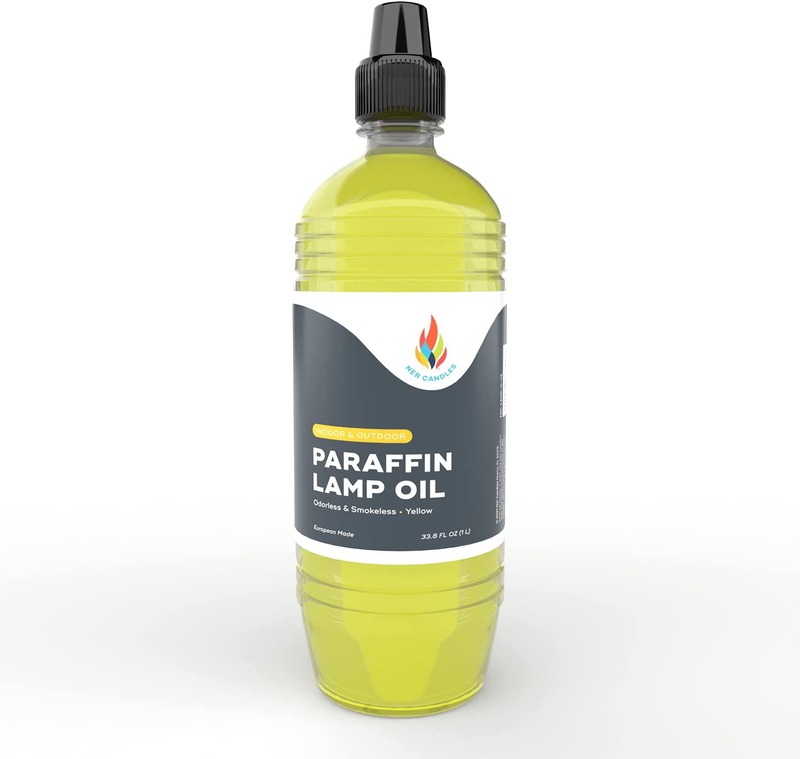 Liquid Paraffin Lamp Oil - 1 Liter - Smokeless, Odorless, Ultra Clean Burning Fuel for Indoor and Outdoor Use (Yellow) Home & Garden > Lighting Accessories > Oil Lamp Fuel The Dreidel Company Yellow  
