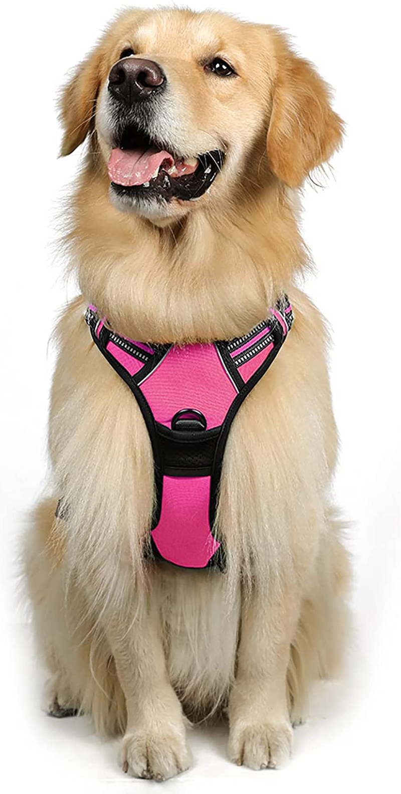 rabbitgoo Dog Harness, No-Pull Pet Harness with 2 Leash Clips, Adjustable Soft Padded Dog Vest, Reflective No-Choke Pet Oxford Vest with Easy Control Handle for Large Dogs, Black, XL  rabbitgoo Rose Red X-Large 