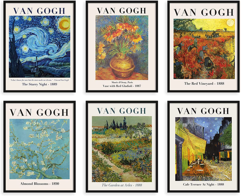 Sylvana Workshop - Van Gogh Posters and Prints Wall Art, Unframed(8"X10" Set of 6 Wall Decor), Fine Art Posters Prints, the Starry Night, Art Prints, Famous Posters, Famous Prints, Van Gogh Decorations Home & Garden > Decor > Artwork > Posters, Prints, & Visual Artwork Sylvana Workshop   