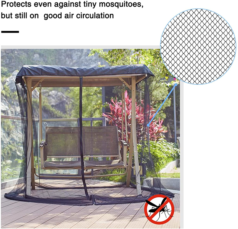 Patio Swing Mosquito Netting - Polyester Mesh Screen with Zipper Opening and roof Waterproof Tent - Rectangle Netting Curtain (Three-Person Chair Size) Home & Garden > Lawn & Garden > Outdoor Living > Porch Swings iStudy   