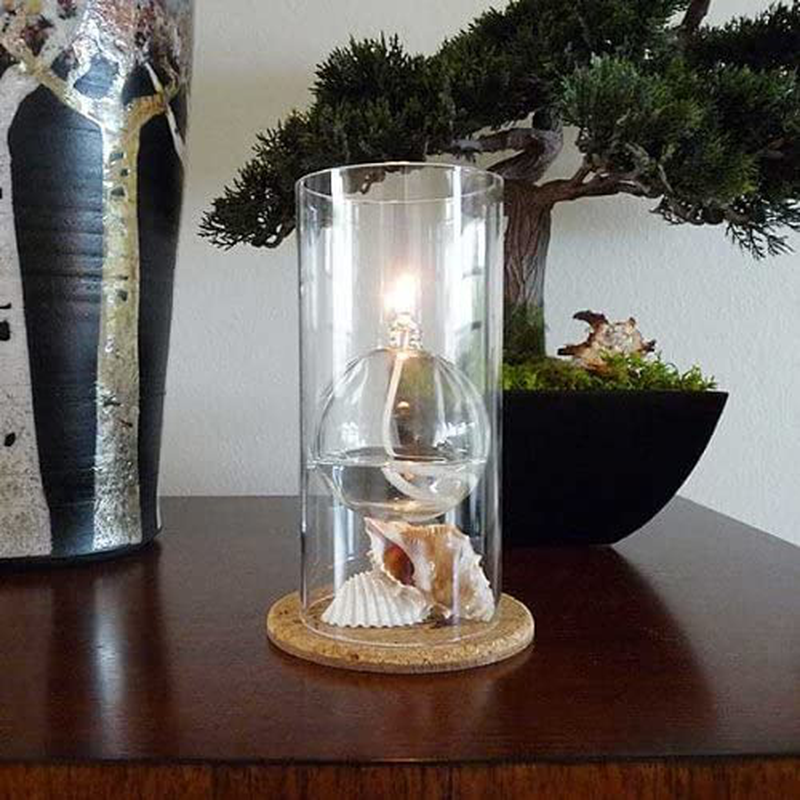 Firefly Modern Transcend Clear Glass Oil Lamp | 2-Piece Borosilicate Glass Includes Bliss Oil Candle Suspended in The Hurricane Candle Holder Sleeve Home & Garden > Lighting Accessories > Oil Lamp Fuel Firefly   