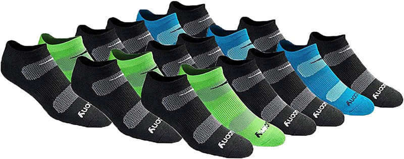 Saucony Men's Multi-Pack Mesh Ventilating Comfort Fit Performance No-Show Socks  Saucony Black Fashion (18 Pairs) Shoe Size: 8-12 