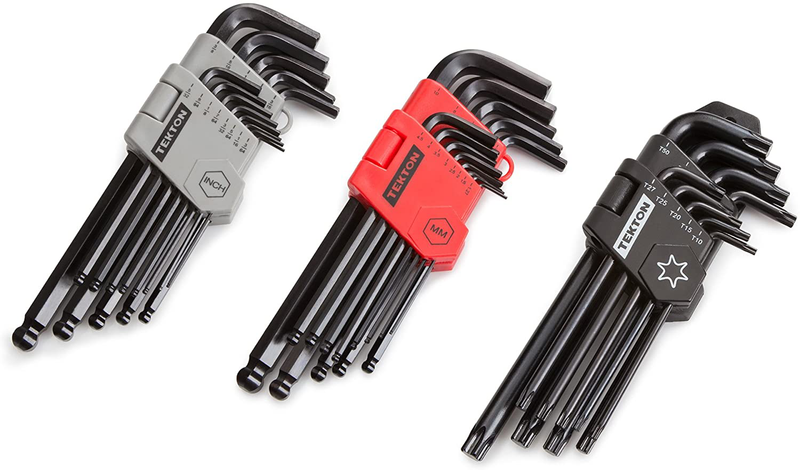 TEKTON Ball End Hex Key Wrench Set, 26-Piece (3/64-3/8 in, 1.27-10 mm) | 25282 Hardware > Tools > Tool Sets > Hand Tool Sets TEKTON Hex key wrench set w/ star key set  