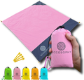 ECCOSOPHY Sand Proof Beach Blanket - 100% Waterproof Picnic Blanket 60x55 - Outdoor Compact Pocket Blanket - Lightweight Ground Cover for Hiking, Camping, Festivals, Sports, Travel- with Bag & Stakes Home & Garden > Lawn & Garden > Outdoor Living > Outdoor Blankets > Picnic Blankets ECCOSOPHY Pink  