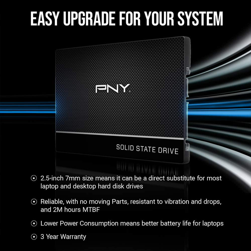 PNY CS900 240GB 3D NAND 2.5" SATA III Internal Solid State Drive (SSD) - (SSD7CS900-240-RB) Electronics > Electronics Accessories > Computer Components > Storage Devices PNY   