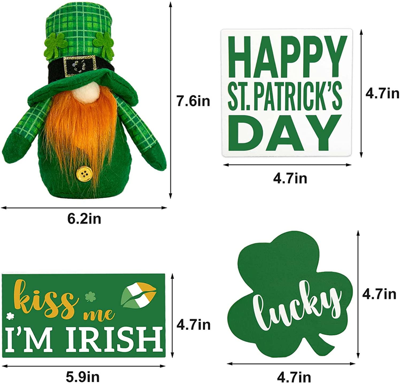 St Patricks Day Decorations - St Patricks Day Decor - 3 Wooden Signs & Gnomes Plush Bundle - Farmhouse Rustic Tiered Tray Items - Cute Irish Shamrock Happy Saint Patrick’S Decoration for Home Table Arts & Entertainment > Party & Celebration > Party Supplies ORIENTAL CHERRY   