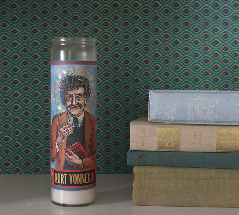 Kurt Vonnegut Secular Saint Candle - 8.5 Inch Glass Prayer Votive - Made in The USA Home & Garden > Decor > Home Fragrances > Candles The Unemployed Philosophers Guild   