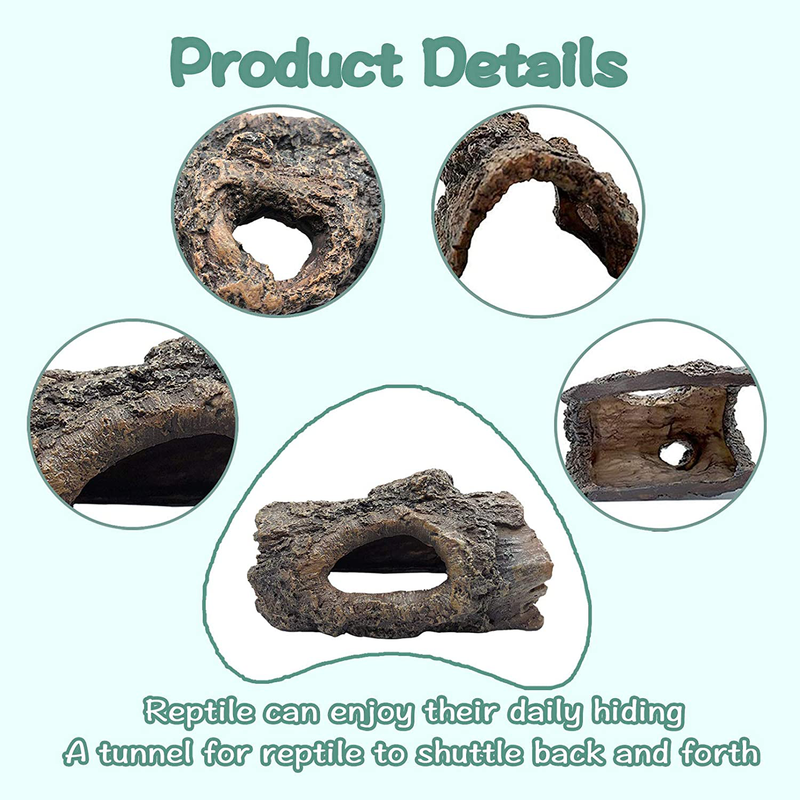 PINVNBY Reptile Hideout Cave Lizard Resin Hollow Tree Trunk Habitat Decoration Bark Bend Tank Decor Decaying Driftwood Hut Ornament Terrarium Accessories for Chameleon,Gecko,Snake and Hermit Crabs Animals & Pet Supplies > Pet Supplies > Reptile & Amphibian Supplies PINVNBY   