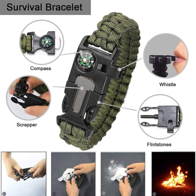 EILIKS Survival Gear Kit, Emergency EDC Survival Tools 24 in 1 SOS Earthquake Aid Equipment, Cool Top Gadgets Valentines Birthday Gifts for Men Dad Him Husband Boyfriend Teen Boy Camping Hiking Sporting Goods > Outdoor Recreation > Camping & Hiking > Camping Tools EILIKS   