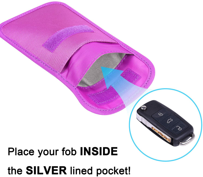 Faraday Bag for Key Fob, Wisdompro WP4694 RFID Key Fob Protector RF Car Signal Blocking, Anti-Theft Pouch, Anti-Hacking Case Blocker - Purple  Wisdompro   