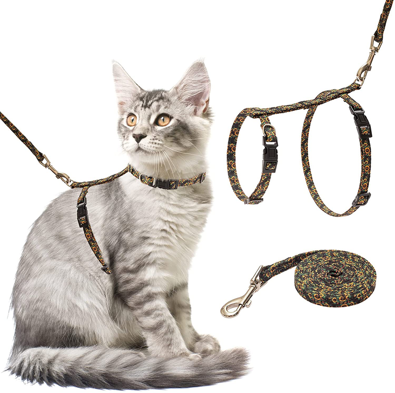 SCIROKKO Adjustable Cat Harness and Leash Set Escape Proof - Vest Harness for Kitties Walking Outdoor Animals & Pet Supplies > Pet Supplies > Cat Supplies > Cat Apparel SCIROKKO Sunflower  