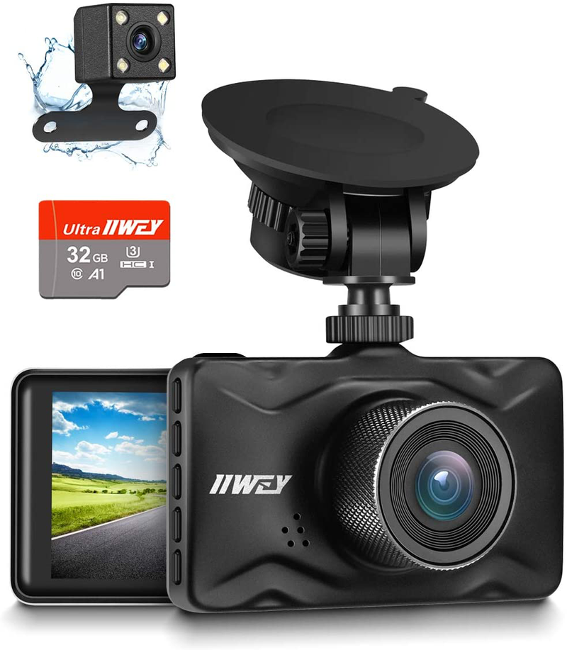 Dash Cam Front and Rear, 32GB TF Card Included IIWEY 1080P Dash Camera for Car Aluminum Alloy Body 3 Inch LCD Screen 170° Wide Angle Dashboard Camera with Night Vision Parking Monitor Motion Detection Vehicles & Parts > Vehicle Parts & Accessories > Motor Vehicle Electronics iiwey Dual Dash Cam  