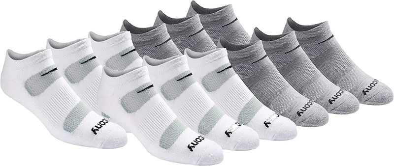 Saucony Men's Multi-Pack Mesh Ventilating Comfort Fit Performance No-Show Socks  Saucony Grey Fashion (12 Pairs) Shoe Size: 8-12 