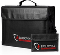 ROLOWAY Fireproof Document & Money Bags, Large Fireproof & Water Resistant Bag (15 x 12 x 5 inches), Fireproof Folder Safe Bag for Cash, Valuables & Passport, with Silicone Coating & Zipper Closure Home & Garden > Flood, Fire & Gas Safety ROLOWAY Black XX-Large + Small 