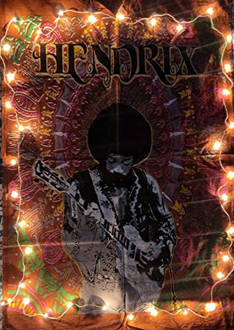 ICC Jimi Hendrix Guitar Poster Wall Hanging Trippy Tapestries 30 x 40 Inches Jimmie Hendrix Classic Rock legend Music Tapestry Jimmy Bohemian Decoration Psychedelic Hippie Large Vintage Decor Brown Home & Garden > Decor > Artwork > Decorative Tapestries Indian Craft Castle   