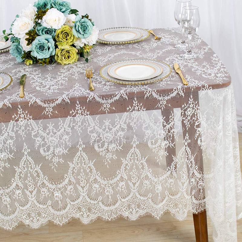 Lace-Tablecloth-Rectangular 60x120-Inch White Rectangle Overlay Tea Tablecloth Lace Tablecloths Long Rectangular Tablecloth Lace Tablecloth 60 Table Floral Embroidery Lace Table Cloths Decoration Arts & Entertainment > Hobbies & Creative Arts > Arts & Crafts ShinyBeauty 005-white 5 