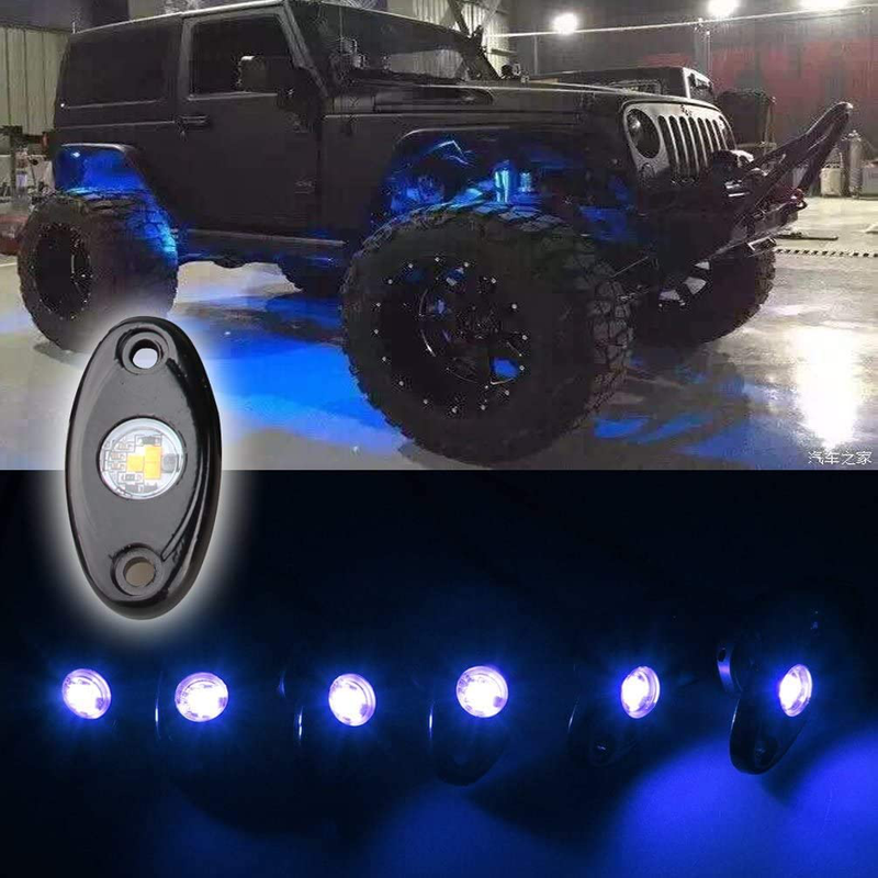 SUNPIE Blue LED Rock Lights Kits with 6 pods Lights for JEEP Off Road Truck Car ATV SUV Motorcycle Under Body Glow Light Lamp Trail Fender Lighting (Blue)  SUNPIE   