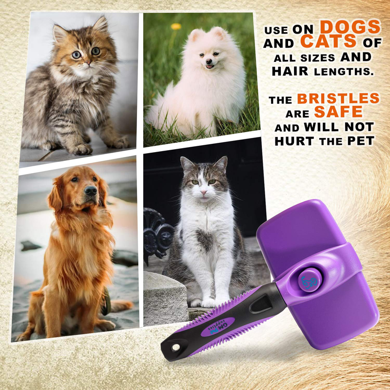 GM Pet Supplies Self Cleaning Slicker Brush | This is The Best Dog and Cat Brush for Shedding and Grooming | Our Pet Brushes Are Suitable for All Hair Lengths Animals & Pet Supplies > Pet Supplies > Dog Supplies GM PET SUPPLIES   