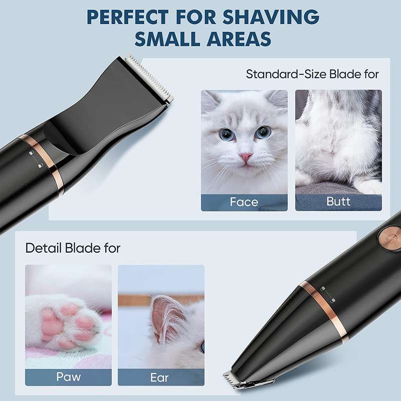 oneisall 2 Speed Dog Clippers with Double Blades, Cordless Small Pet Hair Grooming kit, Low Noise for Trimming Dog's Hair Around Paws, Eyes, Ears, Face, Rump-Black Animals & Pet Supplies > Pet Supplies > Cat Supplies oneisall   