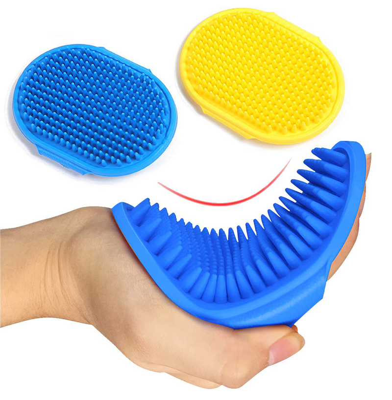Kwispel 2 Pcs Dog Grooming Brush, Pet Shampoo Brush Dog Bath Grooming Shedding Brush Soothing Massage Rubber Comb with Adjustable Strap for Short Long Haired Dogs and Cats Animals & Pet Supplies > Pet Supplies > Dog Supplies Kwispel Default Title  