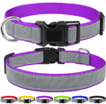 FunTags Reflective Nylon Dog Collar,Adjustable Pet Collars with Quick Release Buckle for Puppy Small Medium Large Dogs,18 Classic Solid Colors,4 Sizes Animals & Pet Supplies > Pet Supplies > Dog Supplies FunTags Purple/Gray S - 3/4"x(10"-16") 