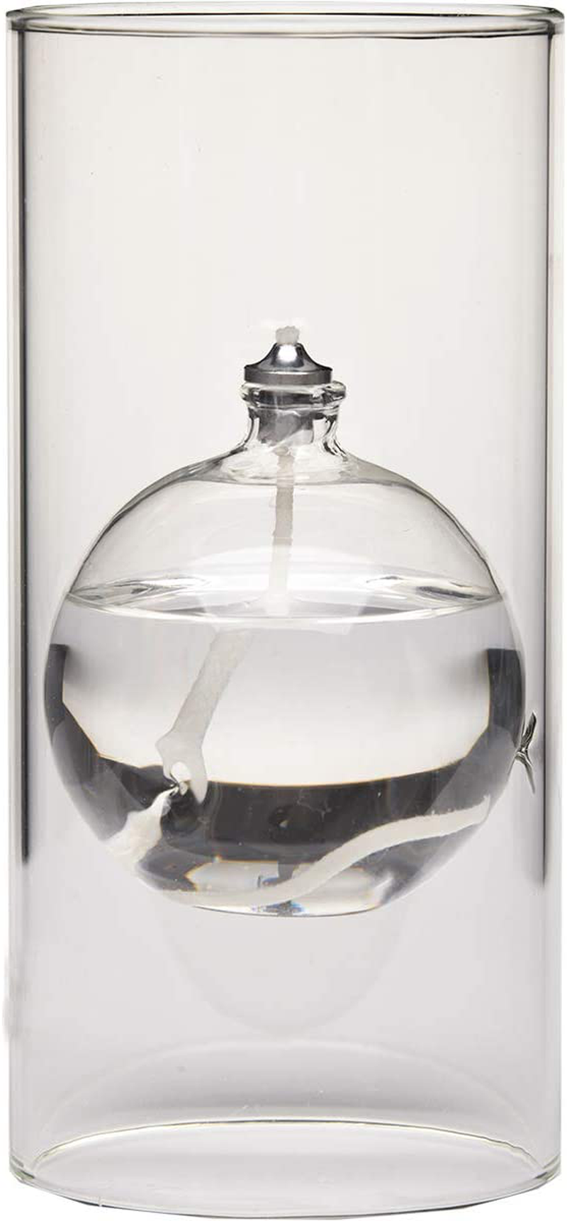 Firefly Modern Transcend Clear Glass Oil Lamp | 2-Piece Borosilicate Glass Includes Bliss Oil Candle Suspended in The Hurricane Candle Holder Sleeve Home & Garden > Lighting Accessories > Oil Lamp Fuel Firefly 6-1/2 Inch  