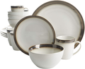 Gibson Elite Couture Bands Round Reactive Glaze Stoneware Dinnerware Set, Service for Four (16pcs), Blue and Cream Home & Garden > Kitchen & Dining > Tableware > Dinnerware Gibson Elite Metallic Bronze  