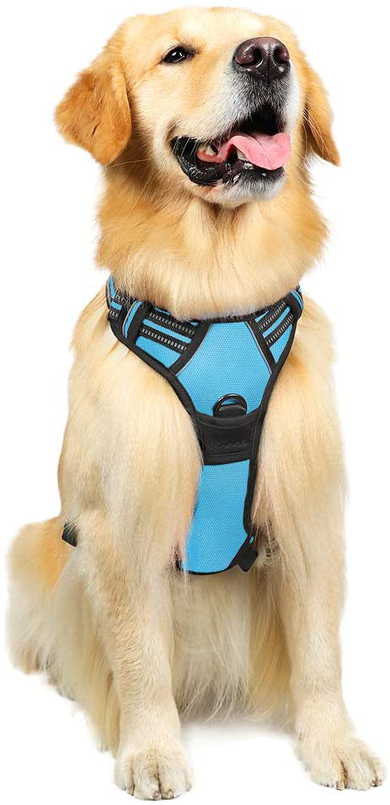rabbitgoo Dog Harness, No-Pull Pet Harness with 2 Leash Clips, Adjustable Soft Padded Dog Vest, Reflective No-Choke Pet Oxford Vest with Easy Control Handle for Large Dogs, Black, XL  rabbitgoo Baby Blue Large 