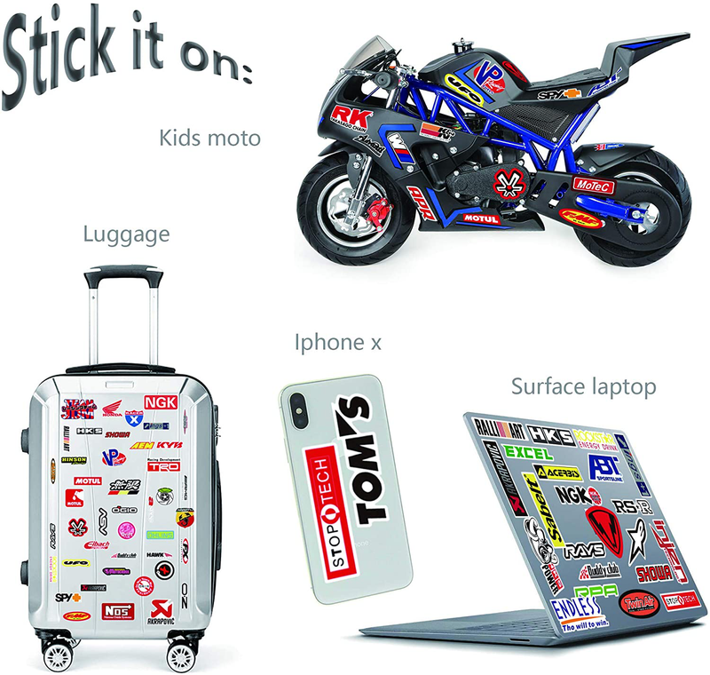 POP Sticker Car & Moto Modified Brand Logo Series Sticker Pack (103 pcs) Vinyl Stickers for Laptop,Car,Moto,Skateboard,Bike,Luggage,iPhone.Graffiti Decal for Family,Friends,Children,Adults-Waterproof  Gumindaris   