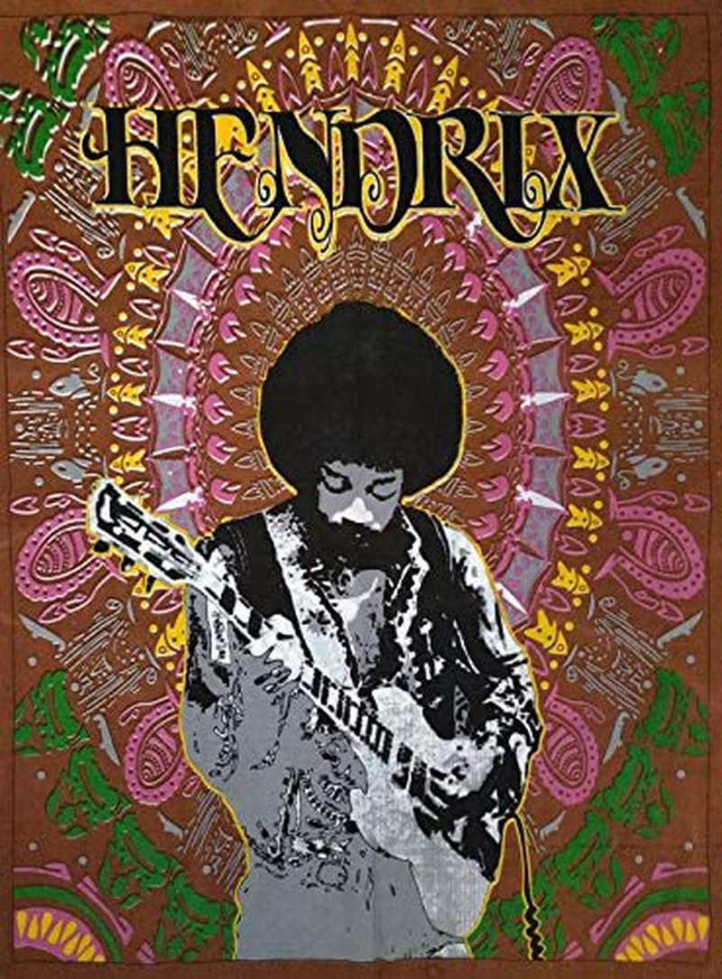 ICC Jimi Hendrix Guitar Poster Wall Hanging Trippy Tapestries 30 x 40 Inches Jimmie Hendrix Classic Rock legend Music Tapestry Jimmy Bohemian Decoration Psychedelic Hippie Large Vintage Decor Brown Home & Garden > Decor > Artwork > Decorative Tapestries Indian Craft Castle   
