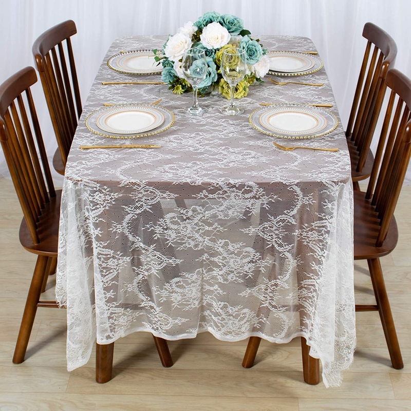 Lace-Tablecloth-Rectangular 60x120-Inch White Rectangle Overlay Tea Tablecloth Lace Tablecloths Long Rectangular Tablecloth Lace Tablecloth 60 Table Floral Embroidery Lace Table Cloths Decoration Arts & Entertainment > Hobbies & Creative Arts > Arts & Crafts ShinyBeauty   