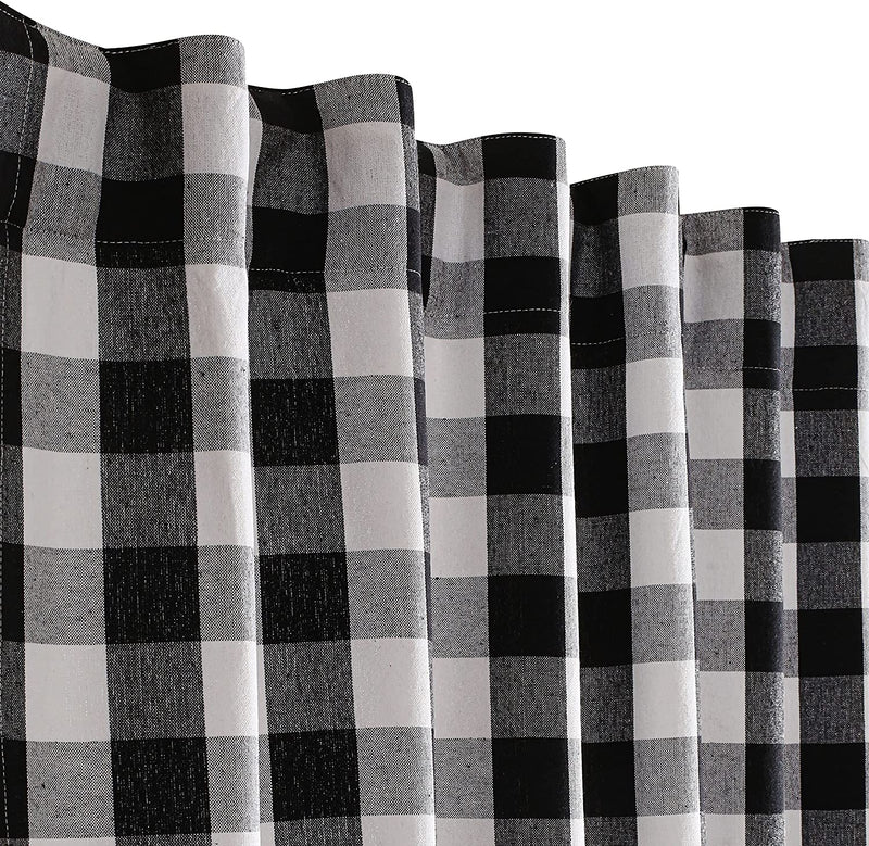 Farmhouse Curtain in Gingham Plaid Check Fabric 50X84 Black & White,Cotton Curtains, 2 Panels Curtain,Tab Top Curtains, Room Darkening Drapes, Curtains for Bedroom, Curtains for Living Room, Set of 2 Home & Garden > Decor > Window Treatments > Curtains & Drapes Bedding Craft Black /White 2Pack Plaid Curtain(50x108) 