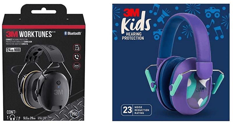 3M WorkTunes Connect Hearing Protector with Bluetooth Technology, 24 dB NRR, Ear protection for Mowing, Snowblowing, Construction, Work Shops  3M Safety WorkTunes + Kids Purple Hearing  