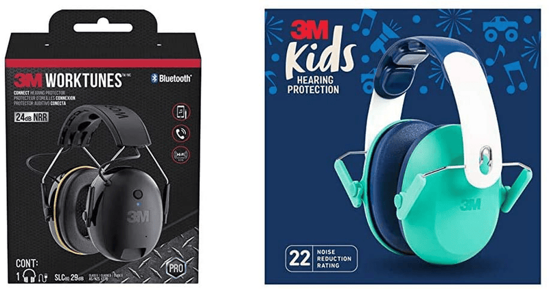 3M WorkTunes Connect Hearing Protector with Bluetooth Technology, 24 dB NRR, Ear protection for Mowing, Snowblowing, Construction, Work Shops  3M Safety WorkTunes + Kids Green Hearing  