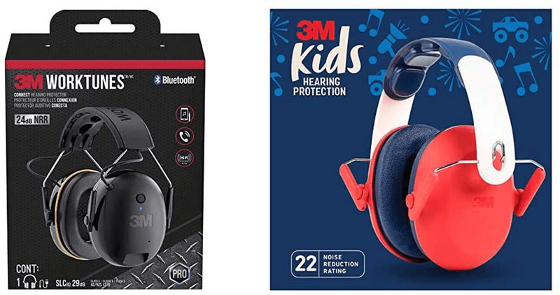 3M WorkTunes Connect Hearing Protector with Bluetooth Technology, 24 dB NRR, Ear protection for Mowing, Snowblowing, Construction, Work Shops  3M Safety WorkTunes + Kids Red Hearing  
