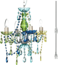4 Light Crystal White Hardwire Flush Mount Chandelier H17.5”xW15”, White Metal Frame with Clear Glass Stem and Clear Acrylic Crystals & Beads That Sparkle Just Like Glass Arts & Entertainment > Party & Celebration > Party Supplies Gypsy Color Blue Green 4 Light Plug-in 