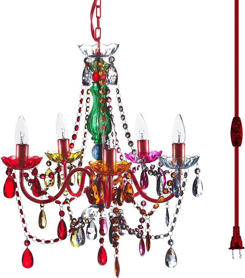 4 Light Crystal White Hardwire Flush Mount Chandelier H17.5”xW15”, White Metal Frame with Clear Glass Stem and Clear Acrylic Crystals & Beads That Sparkle Just Like Glass Arts & Entertainment > Party & Celebration > Party Supplies Gypsy Color Multicolor 5 Light Plug-in 