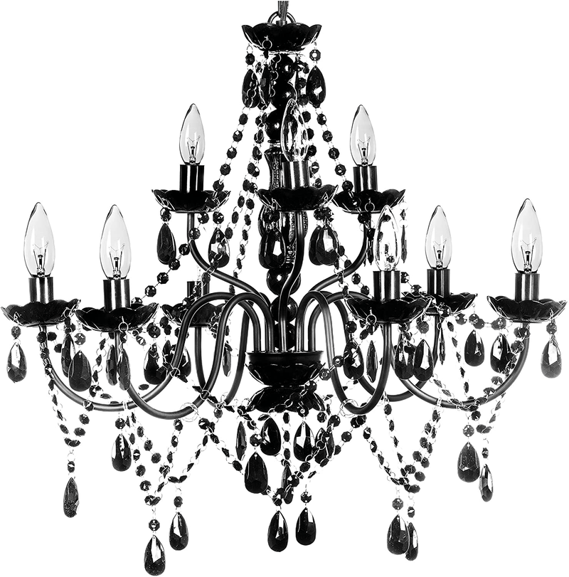 4 Light Crystal White Hardwire Flush Mount Chandelier H17.5”xW15”, White Metal Frame with Clear Glass Stem and Clear Acrylic Crystals & Beads That Sparkle Just Like Glass Arts & Entertainment > Party & Celebration > Party Supplies Gypsy Color Black 9 Light Hardwire 