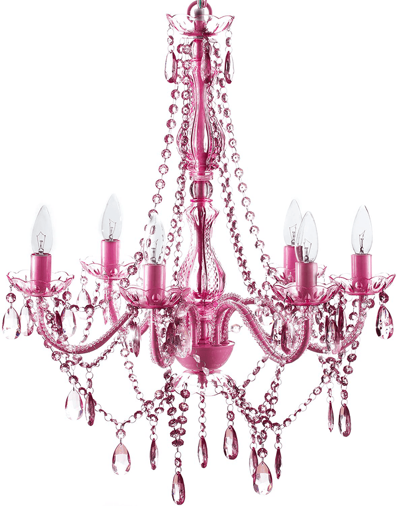 4 Light Crystal White Hardwire Flush Mount Chandelier H17.5”xW15”, White Metal Frame with Clear Glass Stem and Clear Acrylic Crystals & Beads That Sparkle Just Like Glass Arts & Entertainment > Party & Celebration > Party Supplies Gypsy Color Pink 6 Light Hardwire 