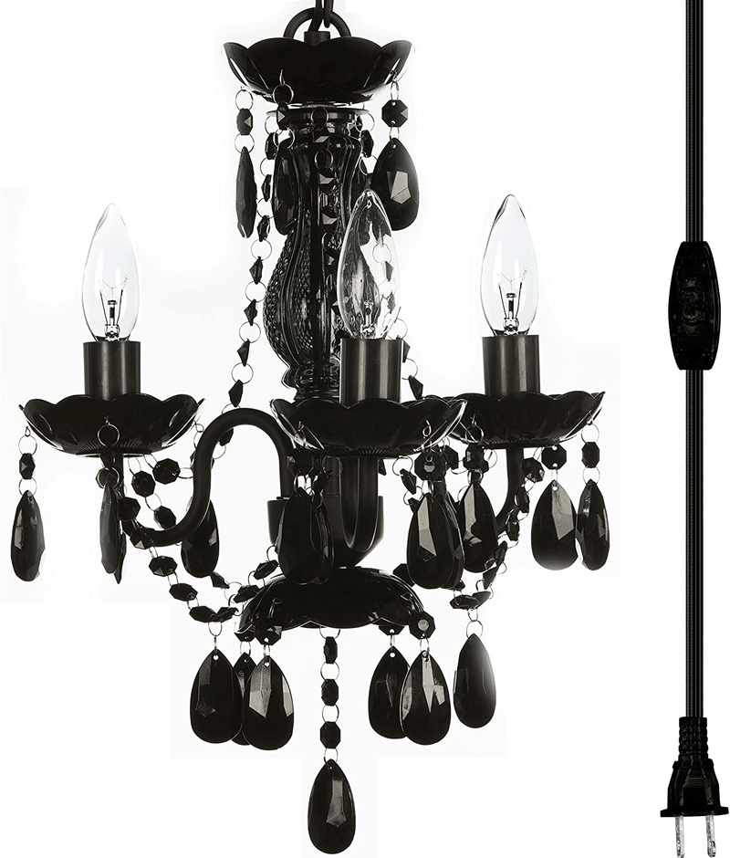 4 Light Crystal White Hardwire Flush Mount Chandelier H17.5”xW15”, White Metal Frame with Clear Glass Stem and Clear Acrylic Crystals & Beads That Sparkle Just Like Glass Arts & Entertainment > Party & Celebration > Party Supplies Gypsy Color Black 3 Light Plug-in 